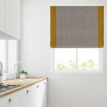 Load image into Gallery viewer, Ara Bordered Grey & ochre Lined Roman Blind