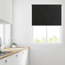 Load image into Gallery viewer, Black Linen Thermal Blackout Roller Blind