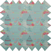 Load image into Gallery viewer, Blue Floral Birdcage Thermal Blackout Roller Blind