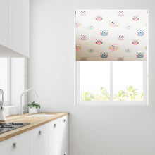 Load image into Gallery viewer, Colourful Owls Polka-Dot Thermal Blackout Roller Blind