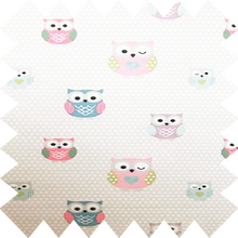 Load image into Gallery viewer, Colourful Owls Polka-Dot Thermal Blackout Roller Blind