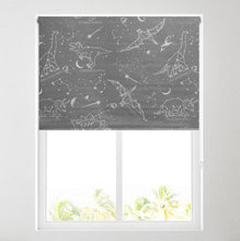 Load image into Gallery viewer, Grey Dinosaurs Thermal Blackout Roller Blind