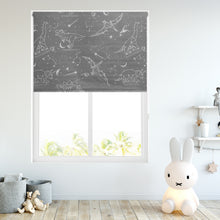 Load image into Gallery viewer, Grey Dinosaurs Thermal Blackout Roller Blind