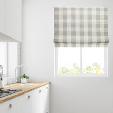 Load image into Gallery viewer, Grey Chenille Check Lined Roman Blind