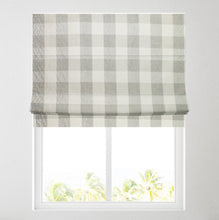 Load image into Gallery viewer, Grey Chenille Check Lined Roman Blind