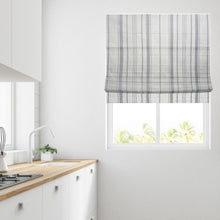 Load image into Gallery viewer, Linen Stripe Grey Roman Blind