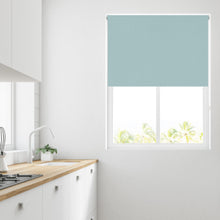 Load image into Gallery viewer, Duck Egg Blue Herringbone Thermal Blackout Roller Blind