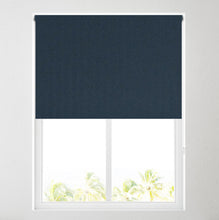 Load image into Gallery viewer, Navy Madison Herringbone Thermal Blackout Roller Blind