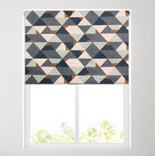 Load image into Gallery viewer, Multi Blue Triangle Thermal Blackout Roller Blind