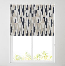 Load image into Gallery viewer, Navy Abstract Triangle Thermal Blackout Roller Blind