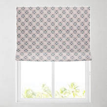 Load image into Gallery viewer, Navy Daisy Geometric Lined Roman Blind