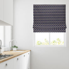 Load image into Gallery viewer, Olga Chenille Navy Lined Roman Blind