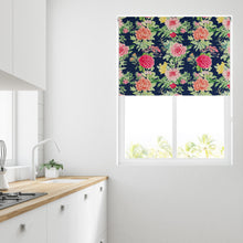 Load image into Gallery viewer, Multi Peony Navy Thermal Blackout Roller Blind
