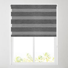 Load image into Gallery viewer, Stria Grey Day and Night Roller Blind
