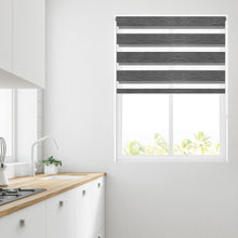 Load image into Gallery viewer, Stria Grey Day and Night Roller Blind
