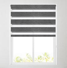Load image into Gallery viewer, Stria Grey Day and Night Roller Blind