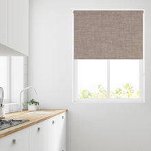 Load image into Gallery viewer, Taupe Linen Thermal Blackout Roller Blind