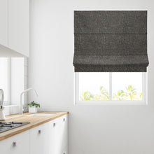 Load image into Gallery viewer, Animal Print Charcoal Blackout Lined Roman Blind