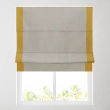 Load image into Gallery viewer, Ara Bordered Grey & ochre Lined Roman Blind