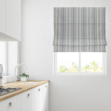 Load image into Gallery viewer, Bellamy Stripe Blue Fully Lined Roman Blind