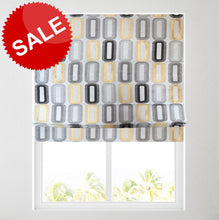 Load image into Gallery viewer, Grey & Ochre Ellipse Lined Roman Blind