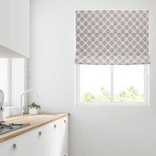 Load image into Gallery viewer, Navy Daisy Geometric Lined Roman Blind