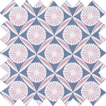 Load image into Gallery viewer, Navy Daisy Geometric Lined Roman Blind