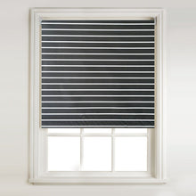 Load image into Gallery viewer, Black / White Stripe Thermal Blackout Roller Blind & Metal Bracket Fittings