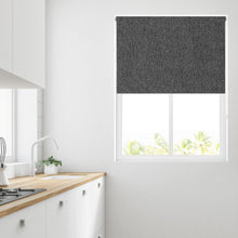 Load image into Gallery viewer, Ara Charcoal Textured Thermal Blackout Roller Blind