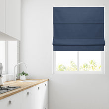 Load image into Gallery viewer, Soft Textured Ara Navy Roman Blind