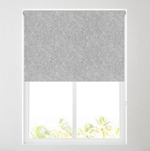 Load image into Gallery viewer, Aria Grey Leaf Thermal Blackout Roller Blind