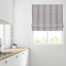 Load image into Gallery viewer, Cornwall Grey Stripe Lined Roman Blind