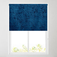 Load image into Gallery viewer, Blue Crushed Faux Velvet Thermal Roller Blind