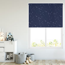 Load image into Gallery viewer, GLO Stars Navy Thermal Blackout Roller Blind