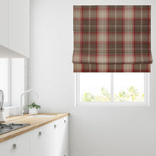 Load image into Gallery viewer, Tartan Check Red Lined Roman Blind