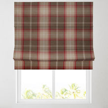 Load image into Gallery viewer, Tartan Check Red Lined Roman Blind