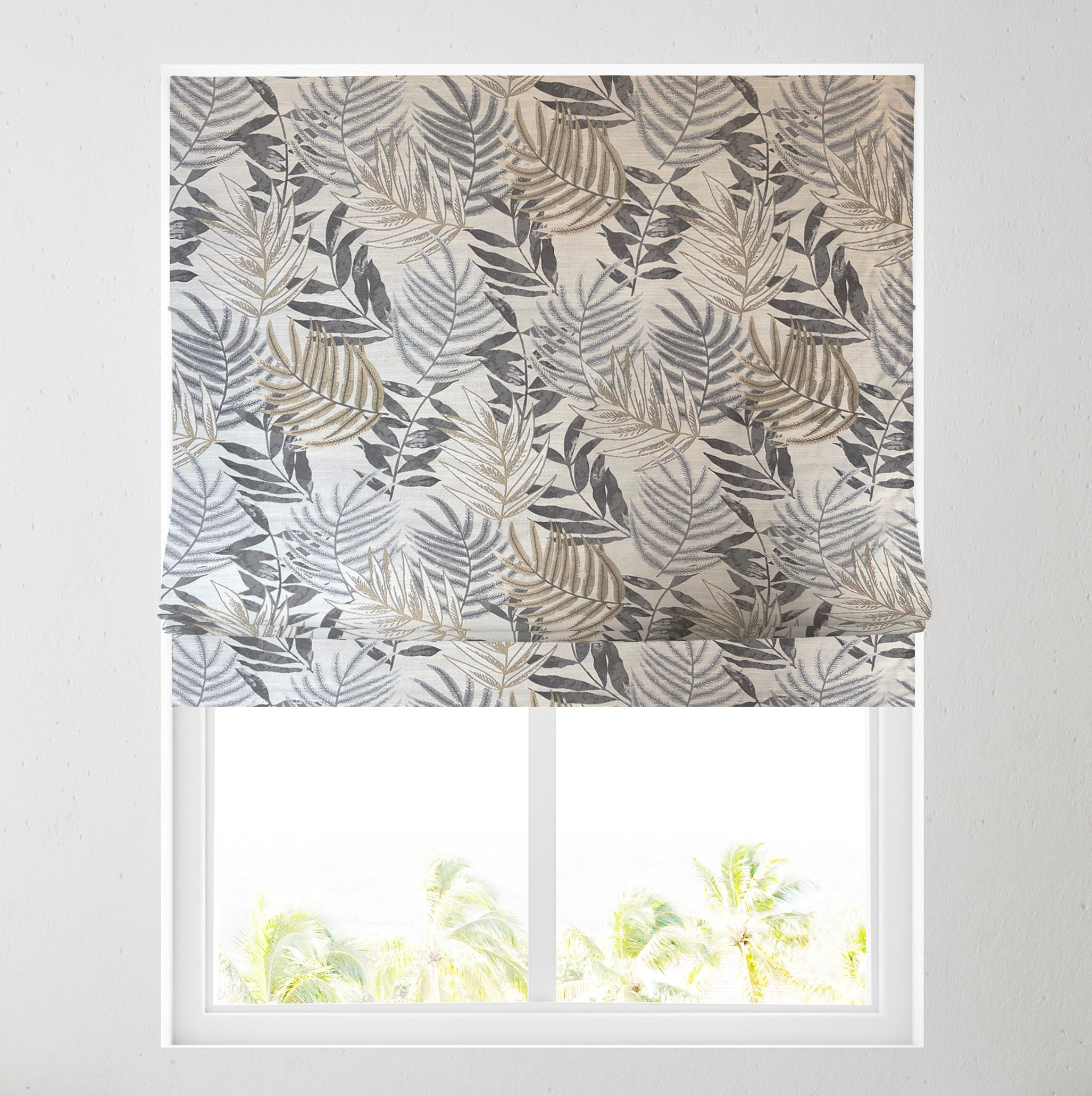 Forest Leaf Grey Fully Lined Roman Blind