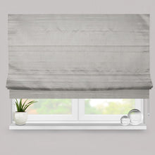 Load image into Gallery viewer, Silver Faux Silk blackout Lined Roman Blind