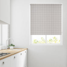 Load image into Gallery viewer, Ara Check Natural Thermal Blackout Roller Blind