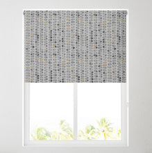 Load image into Gallery viewer, Oval Abstract Grey & Ochre Thermal Blackout Roller Blind