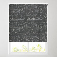 Load image into Gallery viewer, Calligraphy Charcoal Thermal Blackout Roller Blind