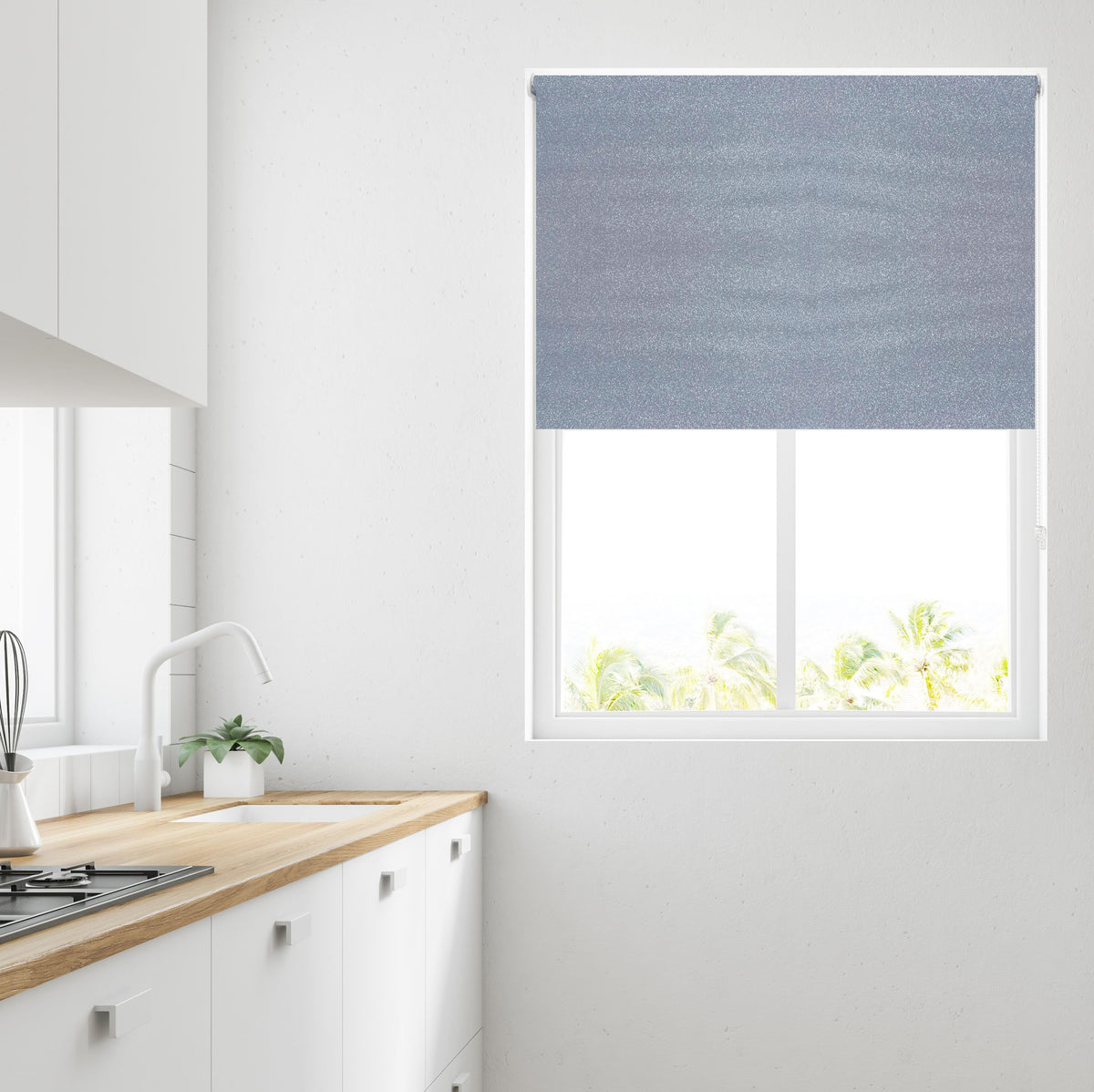 Grey Glitter Thermal Blackout Roller Blind Barnes Blinds and Interiors