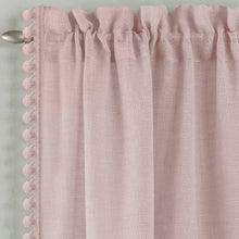 Load image into Gallery viewer, Tahiti Blush Pink Pom Pom Voile Curtain Panel