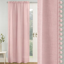 Load image into Gallery viewer, Tahiti Blush Pink Pom Pom Voile Curtain Panel