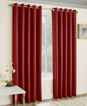 Load image into Gallery viewer, Vogue Red Textured Self Lined Curtains