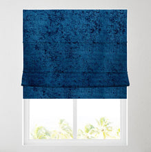 Load image into Gallery viewer, Velour Midnight Blue Fully Lined Roman Blind