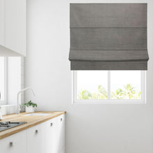 Load image into Gallery viewer, Charcoal Linen Blackout Lined Roman Blind