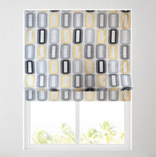 Load image into Gallery viewer, Grey & Ochre Ellipse Lined Roman Blind