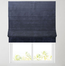Load image into Gallery viewer, Navy Ribbed Lined Roman Blind