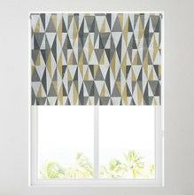 Load image into Gallery viewer, Grey & Ochre Abstract Triangle Thermal Blackout Roller Blind